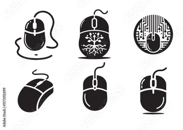 Fototapeta Computer mouse silhouette vector, Computer mouse icon Set