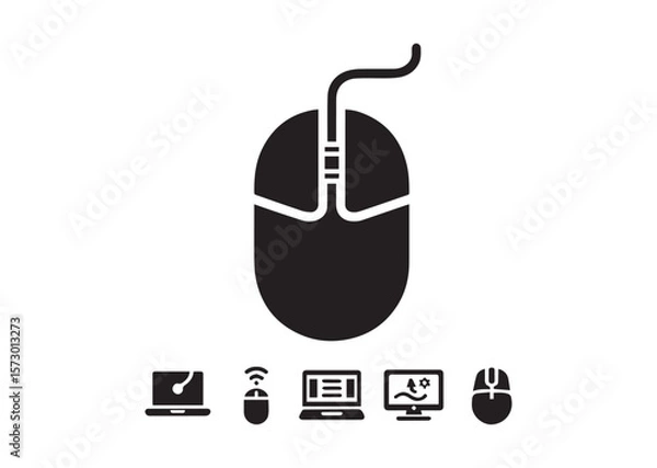 Fototapeta Computer mouse silhouette vector, Computer mouse icon illustrator