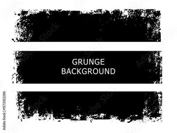 Fototapeta Painted grunge stripes set. Black labels, background, paint texture. Brush strokes vector