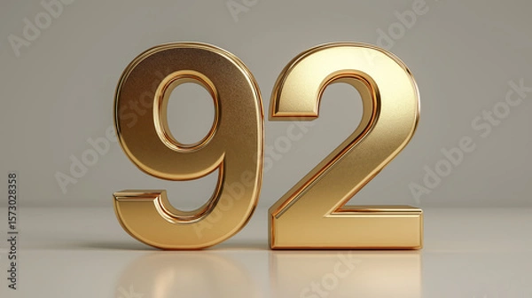 Fototapeta Unique golden number 92 in modern design
