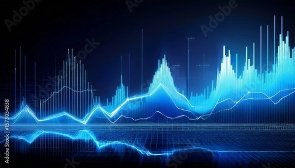 Fototapeta bold blue line graph of crypto trends and market behavior analysis