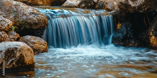 Obraz A narrow waterfall flowing gently over smooth stones