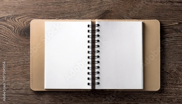 Fototapeta open spiral notebook with blank pages photo