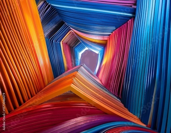 Fototapeta vibrant geometric shapes and lines intertwining creating a dynamic and colorful abstract composition