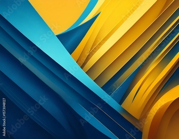Fototapeta colorful geometric shapes with a gradient from yellow to blue forming an abstract background