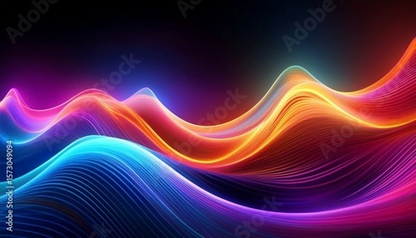 Fototapeta glowing neon wavy lines create a colorful energetic futuristic background gradient colors flow smoothly illuminating an electric elegant design perfect for wallpaper or graphic art