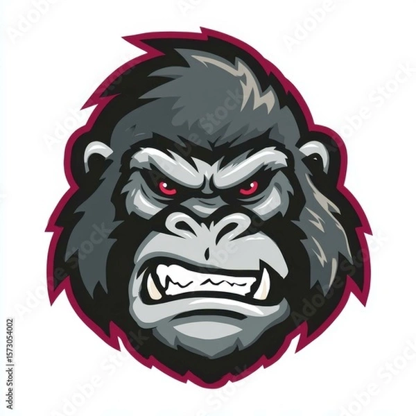 Obraz Fierce Gorilla Mascot Logo Illustration with Anger Expression and Red Eyes