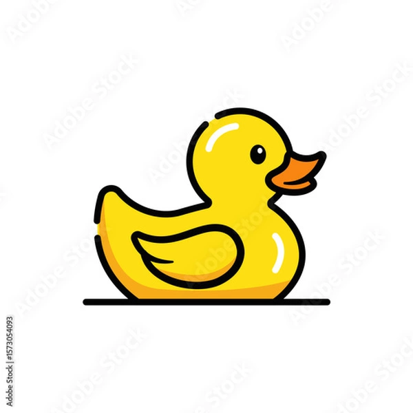 Fototapeta Cute Yellow Rubber Duck Toy Icon for Fun and Playful Themes