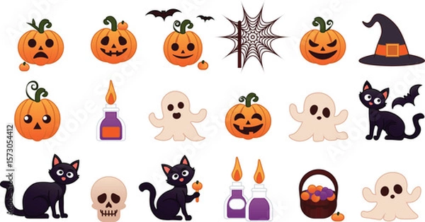 Fototapeta Halloween set vector outline and shape
