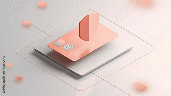 Obraz Modern Digital Payment Card with Secure Shield Design, Futuristic Financial Technology on Platform, Innovative Banking Solution in Network, Transaction Security and Advanced E-Commerce Interface