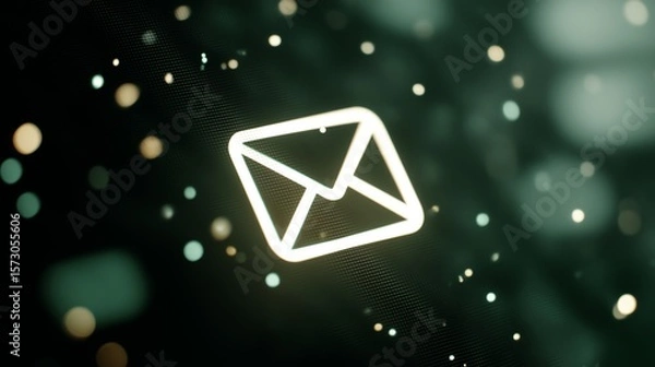 Obraz White Email Envelope Icon, Digital Correspondence Symbol for Online Communication, Electronic Mail Design with Clean Interface, Virtual Message Notification, Digital Dispatch For Business Updates