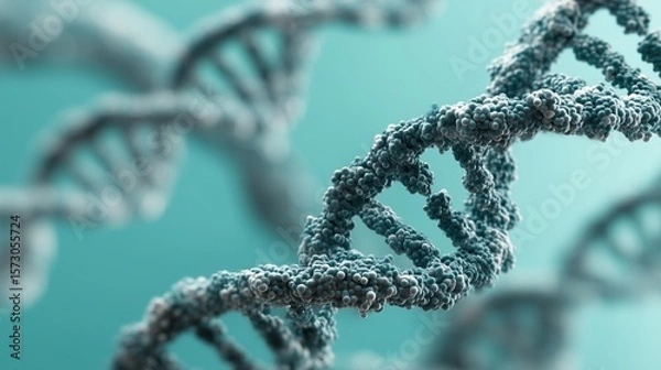 Obraz DNA Helix Structure on Macro Background, Molecular Genetics Research, Advanced Biotechnology Study with Double Helix Pattern, Complex Genetic Analysis in Microscopic Environment, Genomic Exploration