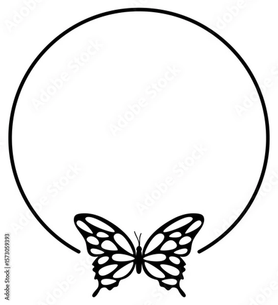 Obraz Circular Butterfly Frame | Decorative Frame Element | Vector Illustration