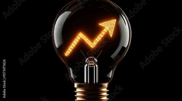 Fototapeta Trendy Light Bulb with Growth Arrow Indicating Increased Success, Innovation, and Bright Ideas Symbolizing Business Development and Positive Results in Modern Economy