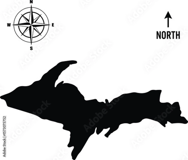 Fototapeta Michigan Upper Peninsula Map Vector – U.P. Silhouette Design for Cricut, Stickers, and State Pride Art