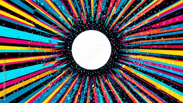 Fototapeta Vibrant abstract design featuring colorful rays radiating from a central point in a dynamic and energetic composition Generative AI