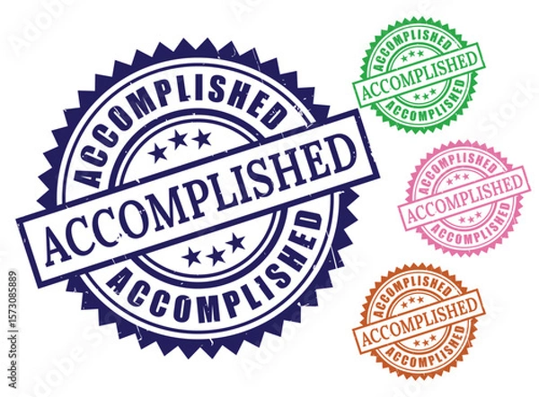 Obraz Victory Certified Stamp Set, Achieved Milestone Badge Vector  