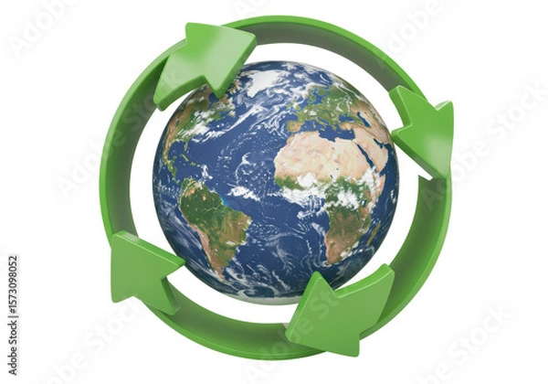 Fototapeta Isolated Recycling Arrows Around Earth Globe Illustration