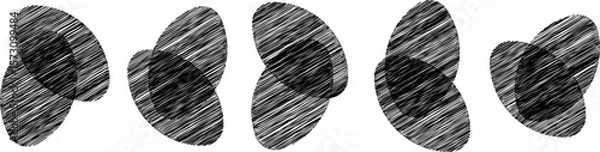 Fototapeta Organic Amoeba-Inspired Abstract Blob with Black Circle type Layers and Grunge Texture for Modern Artistic Design
