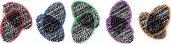 Fototapeta Irregular Pebble-Shaped Colorful Illustration Featuring Abstract Amoeba Form with Vintage Grunge Detailing