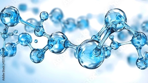 Fototapeta Close-Up of Transparent Blue Molecular Connections on Gradient Background