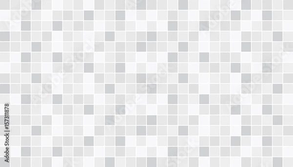 Fototapeta White and gray ceramic floor and wall tiles. Abstract vector background. Geometric mosaic texture. Simple seamless pattern for backdrop, advertising, banner, poster, flyer or web
