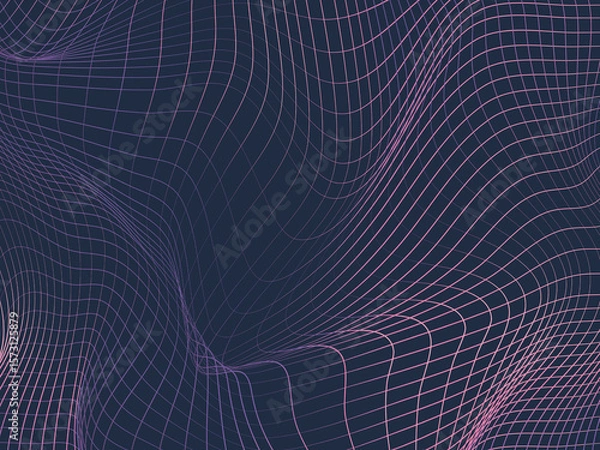 Fototapeta Abstract Grid Mesmerizing Purple and Pink Wireframe Swirl, Digital Art, Network Visualization