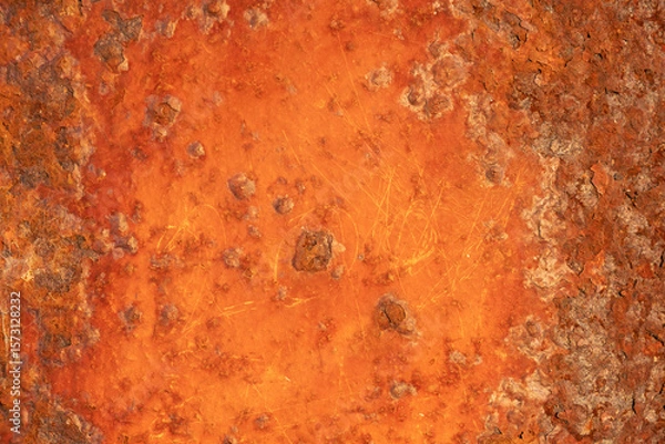 Obraz Background image of rusted metal wall showing decay patterns, suitable for retro textures, natural material references and graphic design elements. Texture