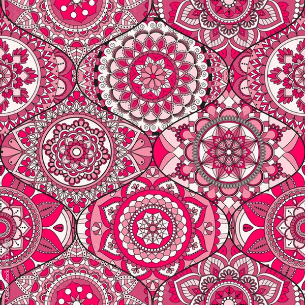 Fototapeta Patchwork pattern. Vintage decorative elements. Hand drawn background. Islam, Arabic, Indian, ottoman motifs. Perfect for printing on fabric or paper.