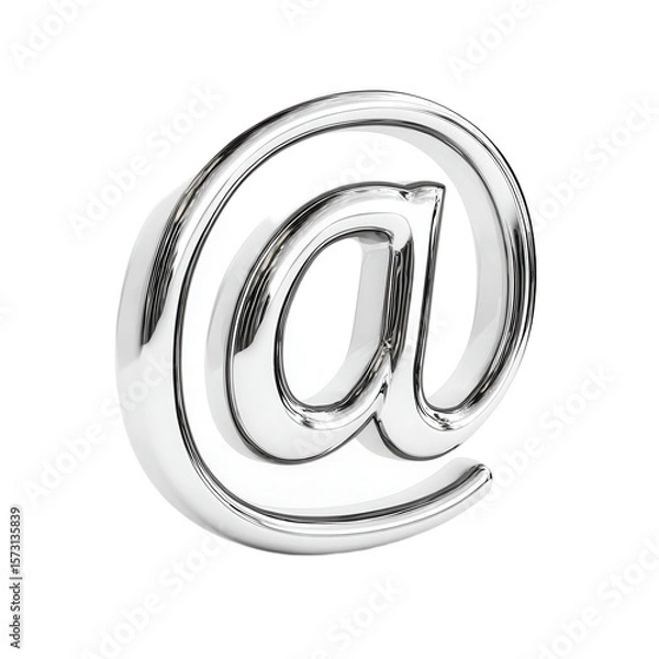 Fototapeta Shiny silver letter A with a curved line underneath it