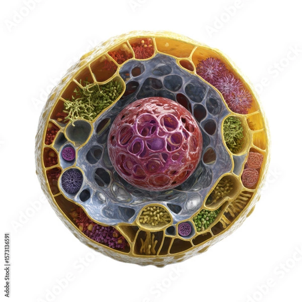 Fototapeta Cell is shown with a red ball in the center