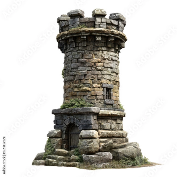 Fototapeta Castle made of stone with a small door and a window