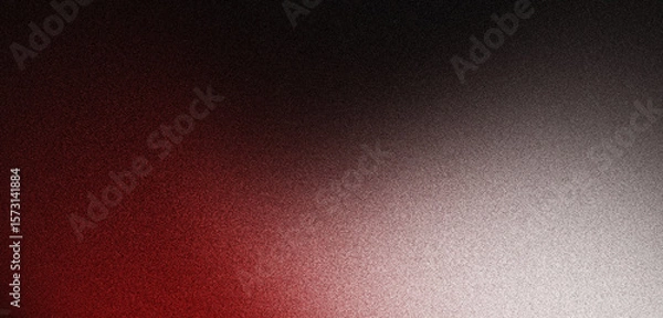 Fototapeta Red and white abstract gradient shape on black grainy background with blur and noise texture effect modern minimal banner design with copy space