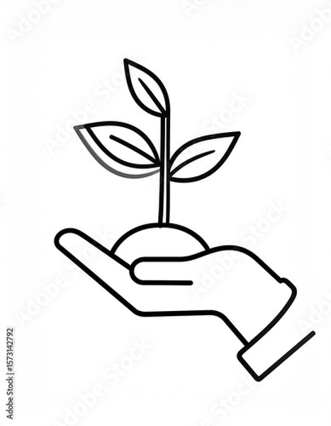 Fototapeta A symbolic representation of a seed sprouting from a hand, growing into a vibrant, healthy plant, for patient growth.