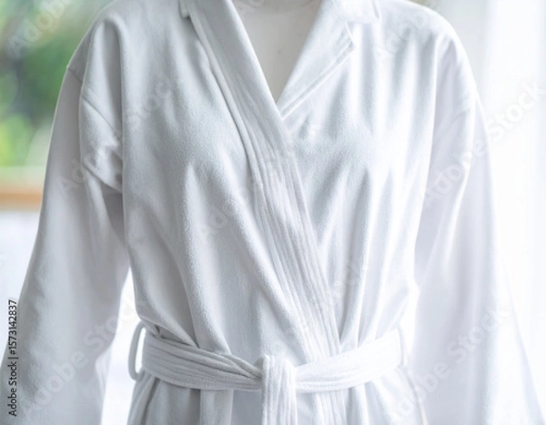 Fototapeta A close-up of a generic medical gown made of soft, textured fabric, emphasizing patient comfort and dignity.