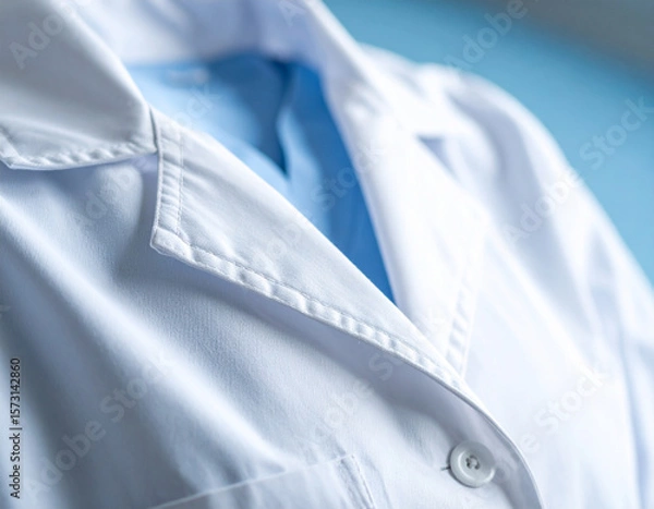 Fototapeta A close-up of a generic medical gown made of soft, textured fabric, emphasizing patient comfort and dignity.