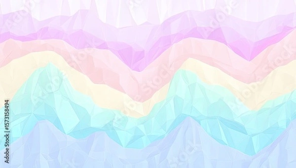 Fototapeta Pastel mountains, layered, polygonal, abstract, soft colors
