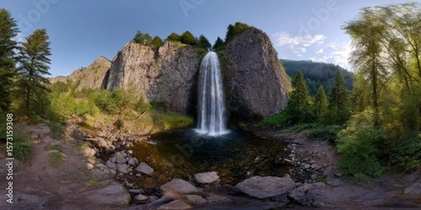 Fototapeta Stunning waterfall action nature hdr 360 degrees high dynamic range