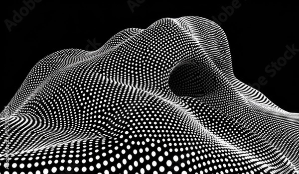 Fototapeta Abstract, textured, undulating form composed of a grid of dots