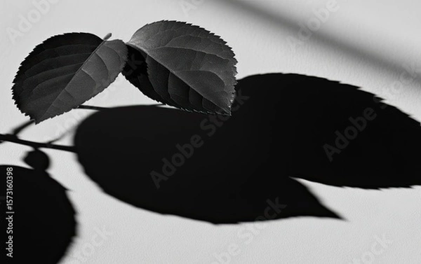 Fototapeta Close-up of leaves and shadows on a light surface