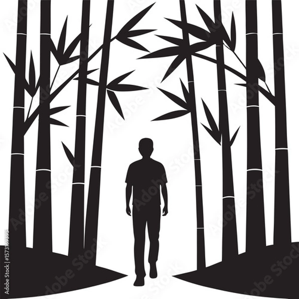 Obraz Walking Mindfully Through Calm Bamboo Grove