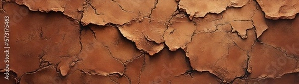 Fototapeta Textured, cracked, brown surface