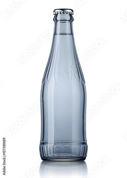 Fototapeta Clear glass bottle with silver cap filled with clear liquid