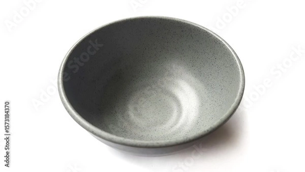 Fototapeta Empty circle grey bowl with ceramic melamin material isolated on white background