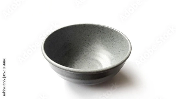 Fototapeta Empty circle grey bowl with ceramic melamin material isolated on white background