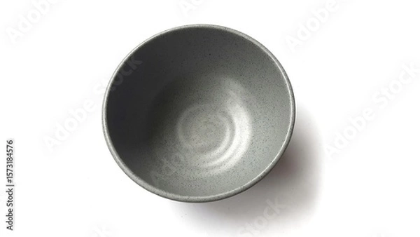 Fototapeta Empty circle grey bowl with ceramic melamin material isolated on white background