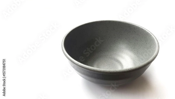 Fototapeta Empty circle grey bowl with ceramic melamin material isolated on white background