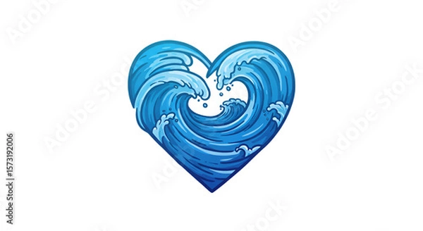 Obraz Blue Wave Heart Isolated Vector Illustration