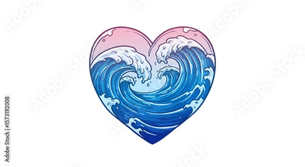 Obraz Ocean Waves in Heart Shape Illustration