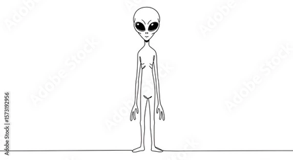 Obraz Simple Line Art of a Classic Alien Character